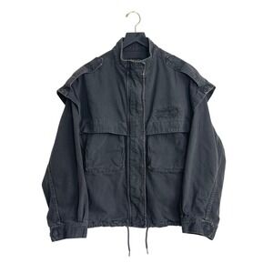 Alpha Industries 100% Cotton Oversized Utility Military Zip Up Boxy Jacket Grey